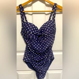 Bond-Eye Australia Navy/white Polkadot Women's 1-piece Swimsuit Sz 10 Padded